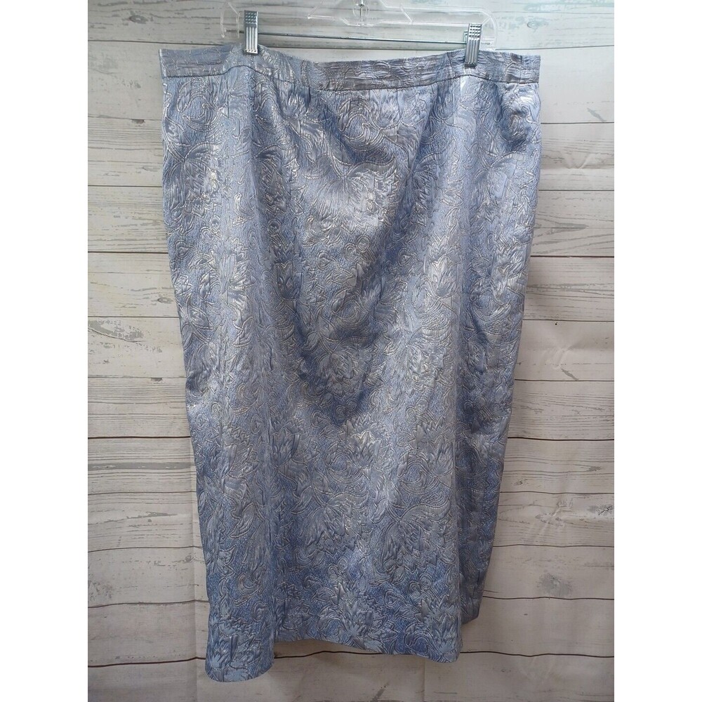 Nina Massini Plus Sz Metallic Blue Pencil Skirt Lined Sz 22